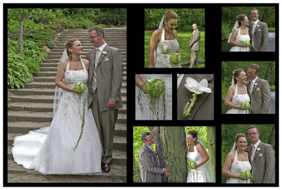 Collage med billeder fra bryllup