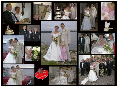 Fotocollage med bryllupsbilleder i plakatstørrelse