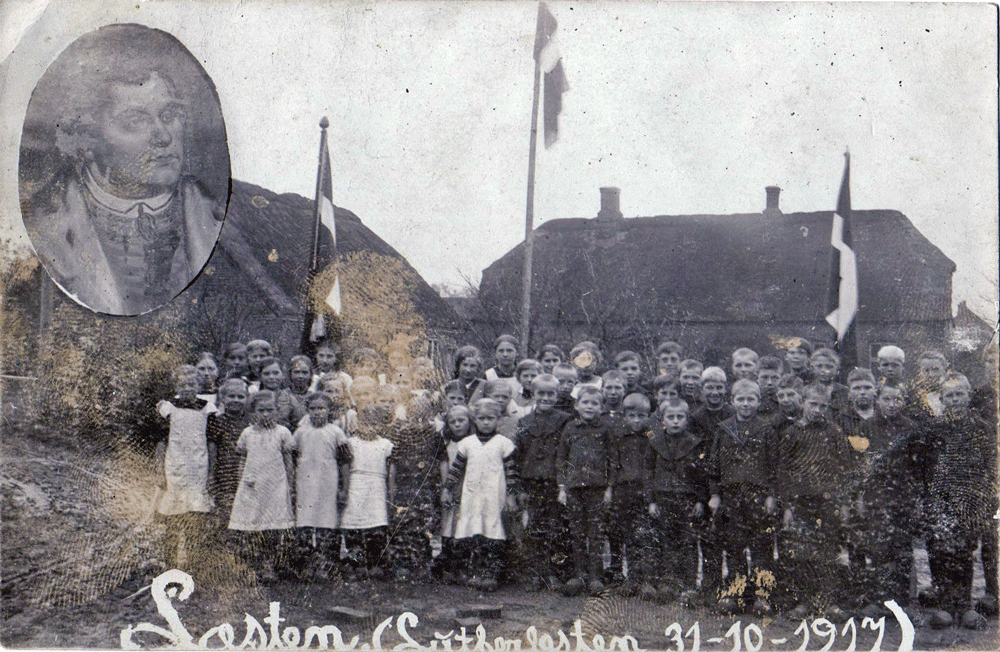 31. oktober 1917 - postkort fra lærer Munch-Steensgaard til pastor Jensen i Bjerregrav.